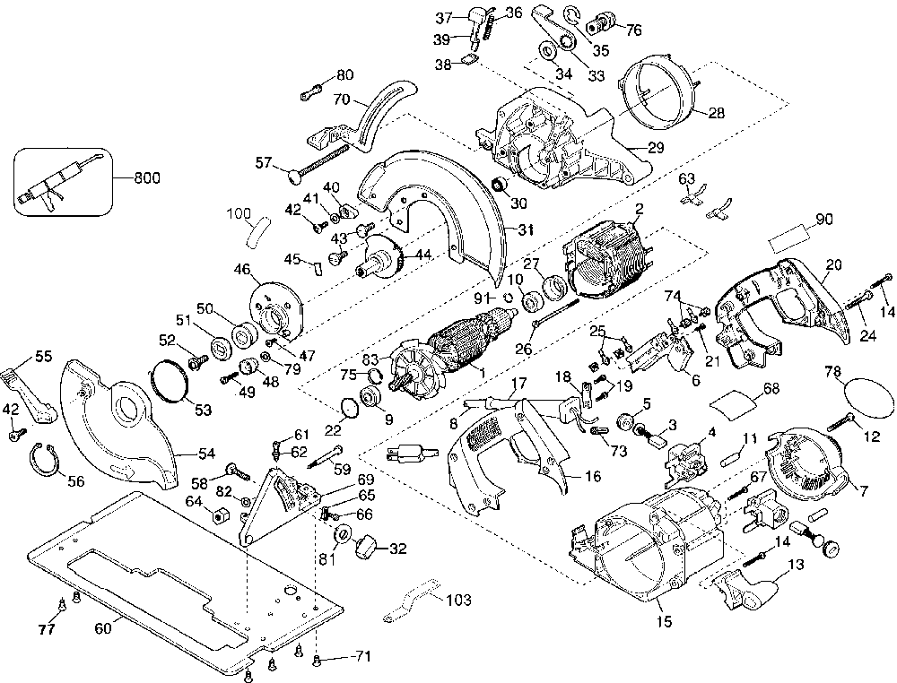 Exploded Diagram A Diagram and Parts List for 21115 Type 2 Black and Decker Circular Saw